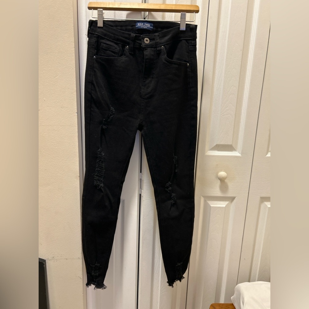 Black Distressed Skinny Jeans – Wax Jean Los Angeles Size 5/27